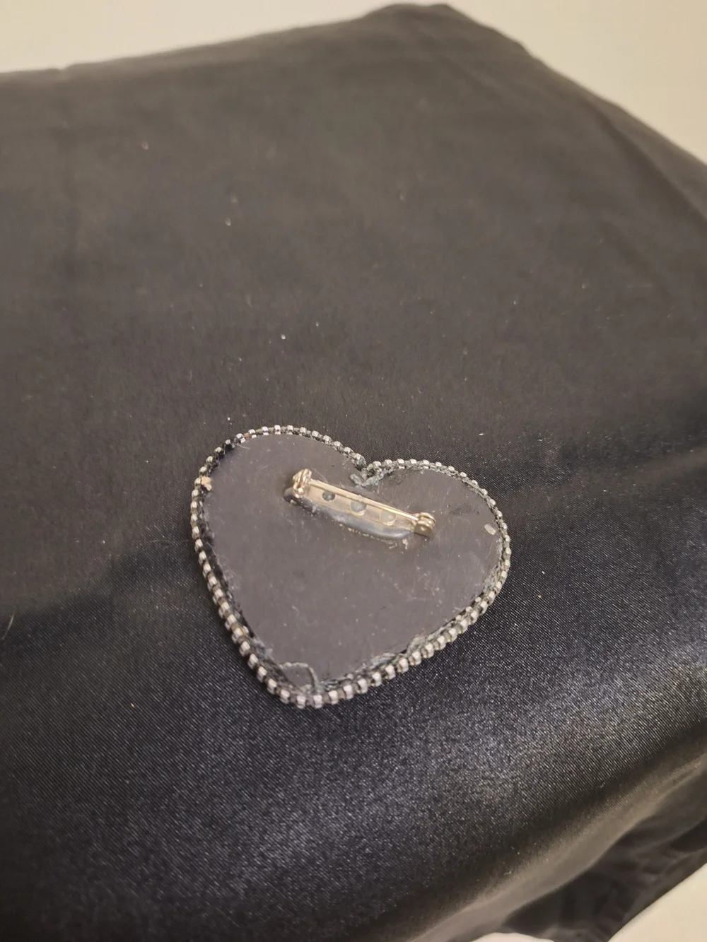 Silver Heart-Shaped Metal Beaded Brooch - 2